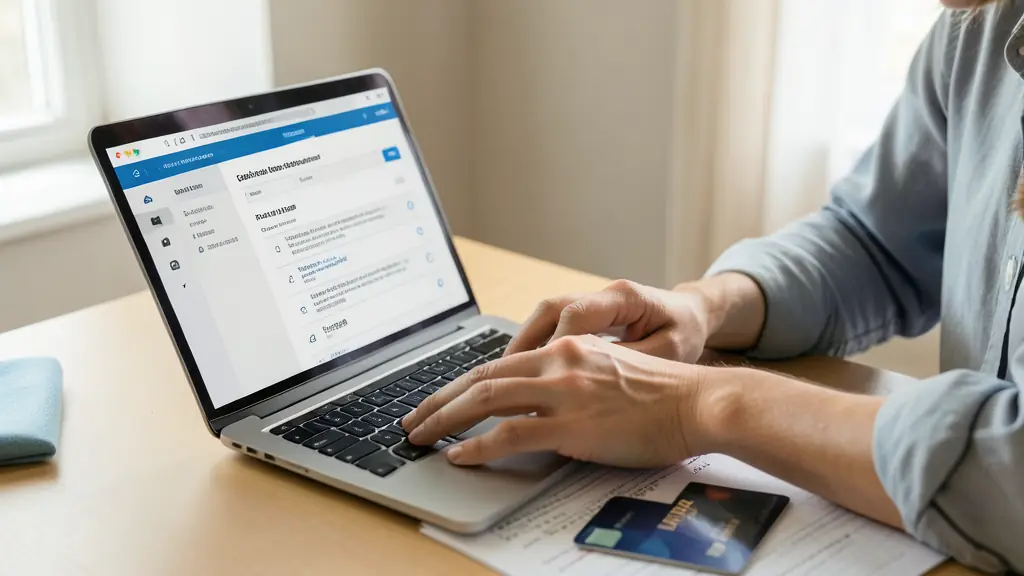 Trader relisant les règles d'un challenge sur portable, limites de risque notées sur papier, carte bancaire au clavier